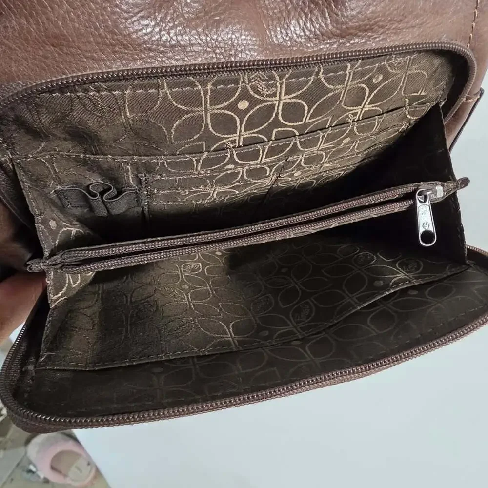 Fossil Brown Leather Crossbody Shoulder Bag with Key Charm
